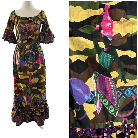Antica Sartoria Dresses & Skirts - Antica Sartoria Italian Boho Camo African Folk Art Maxi Dress